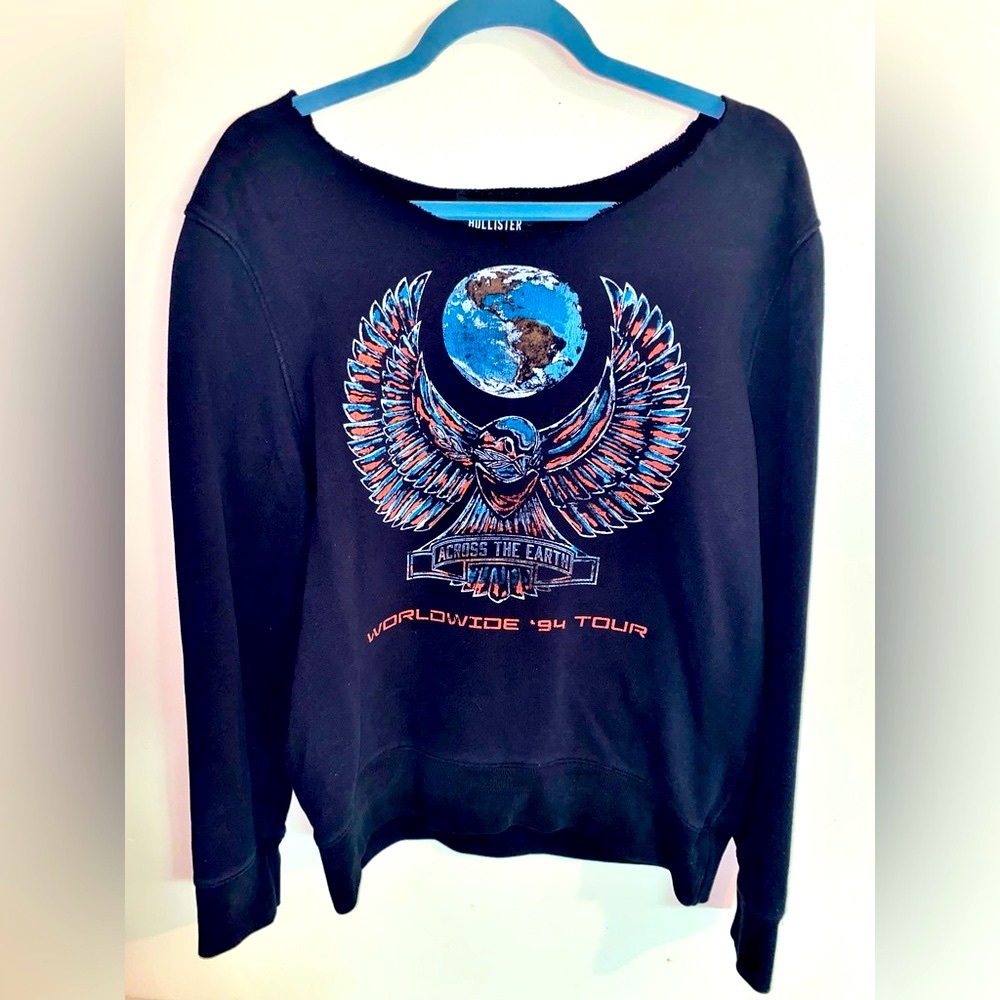 Hollister Worldwide ‘94 Tour Graphic Navy Blue Sweatshirt Size Small